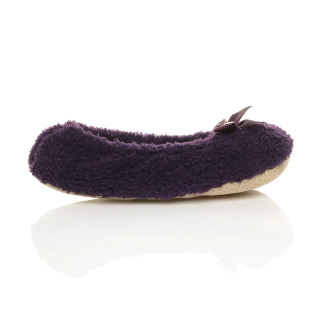 Right side view of Purple Fleece Fluffy Footlets Slippers Socks