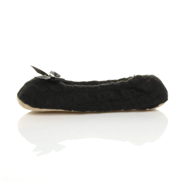 Left side view of Black Knit Fleece Fluffy Footlets Slippers Socks