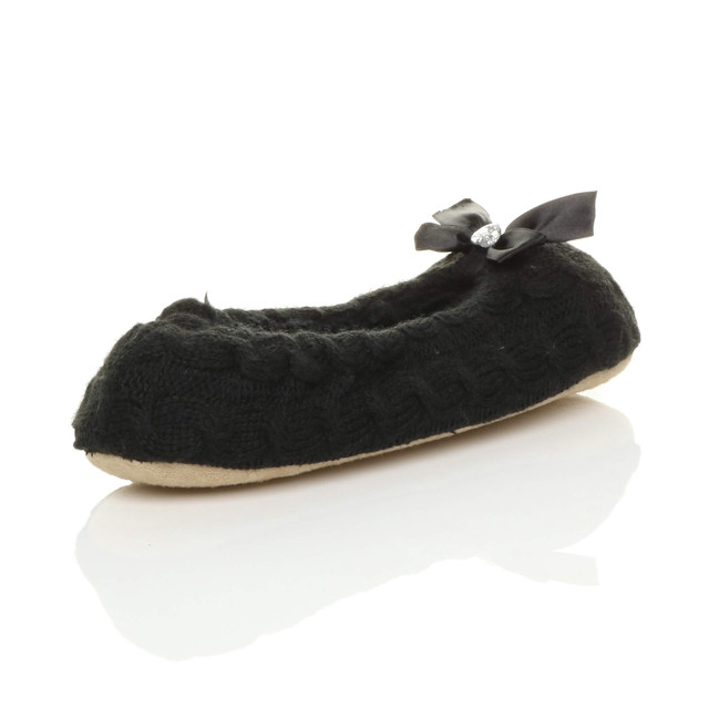 Back right side view of Black Knit Fleece Fluffy Footlets Slippers Socks
