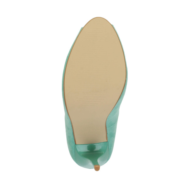 Bottom view of the sole of Mint Suede High Heel Stiletto Peep Toe Court Shoes Sandals
