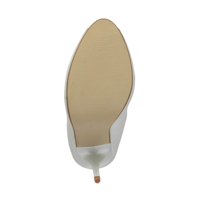 Bottom view of the sole of White PU High Heel Stiletto Peep Toe Court Shoes Sandals