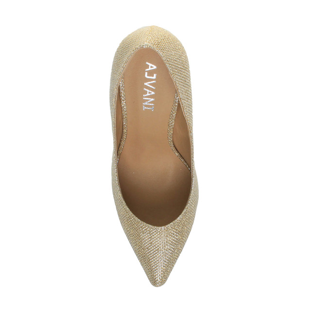 Top view of Gold Glitter High Heel Pointed Court Shoes