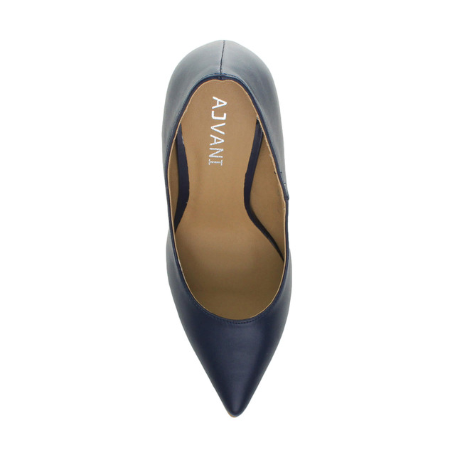 Top view of Navy PU High Heel Pointed Court Shoes