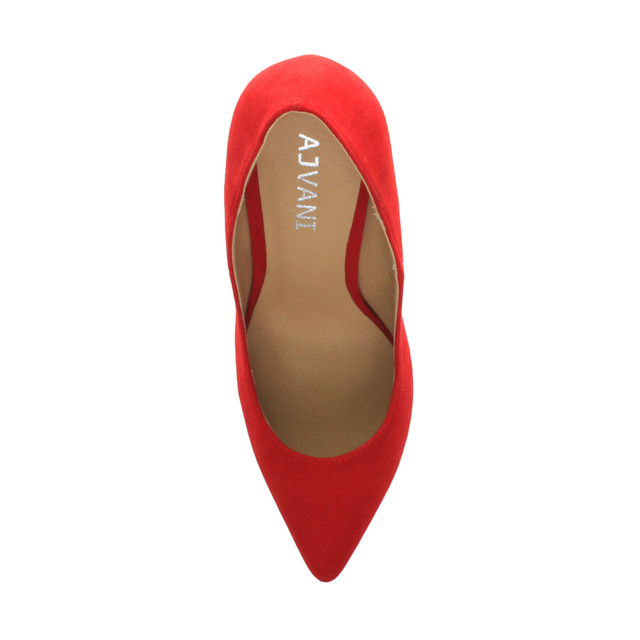 Top view of Red Suede High Heel Pointed Court Shoes