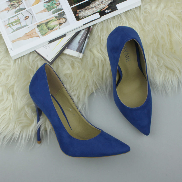 Cobalt Blue Suede High Heel Pointed Court Shoes