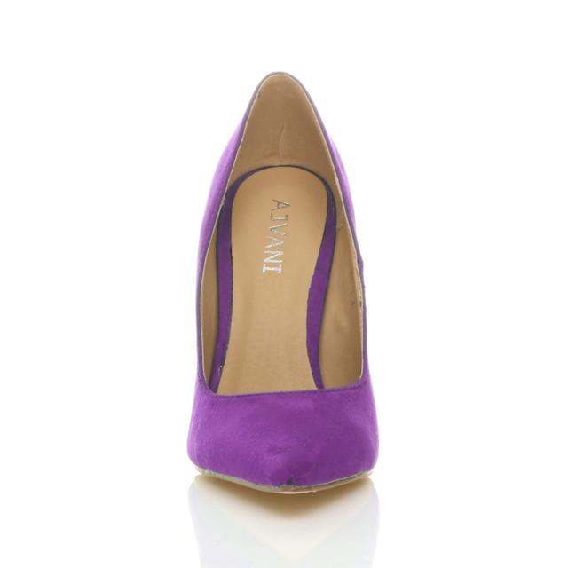 Front view of Purple Suede High Heel Pointed Court Shoes