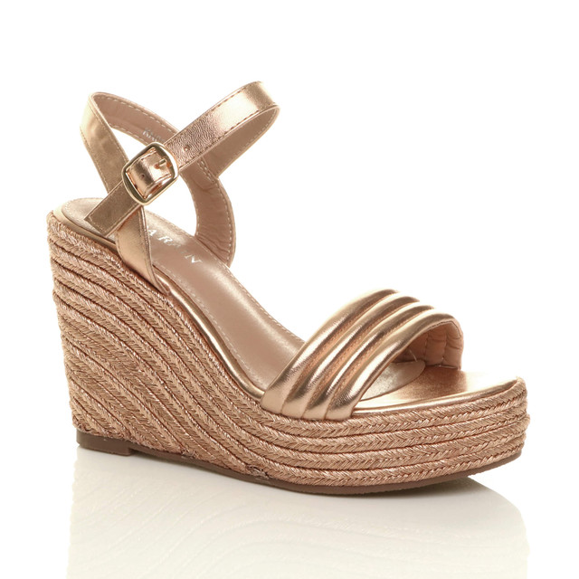 Womens High Wedge Heel Espadrille Platform Sandals