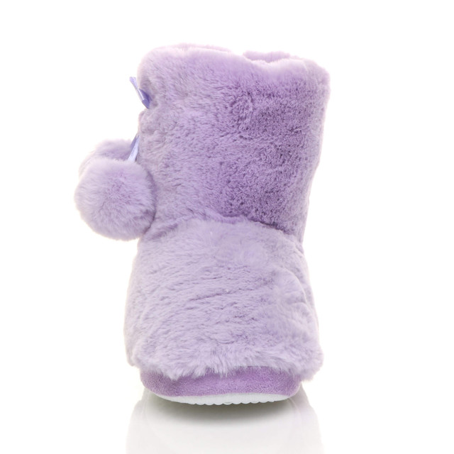 Front view of Lilac Fur Fur Lined Winter Ankle Boots Slippers Booties