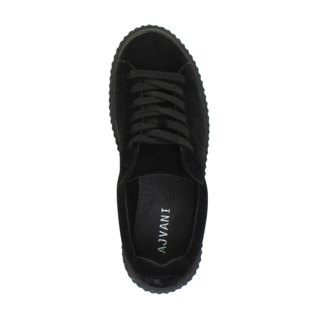 Top view of Black / Black Sole Suede Platform Flatform Creepers Trainers