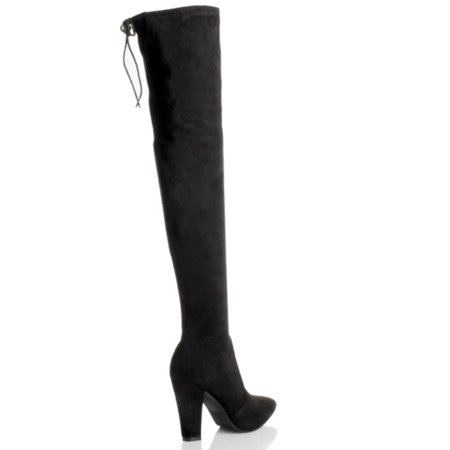 Tie back over the knee sales boots black