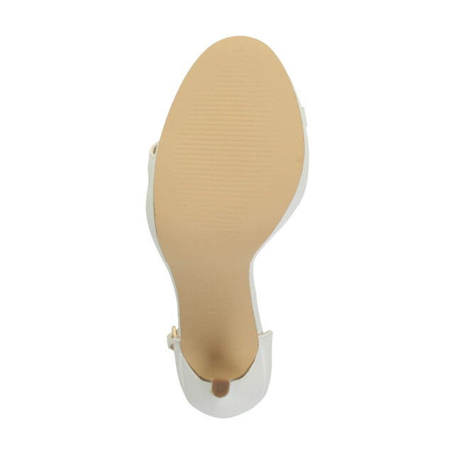 Bottom view of the sole of White PU High Heel Ankle Strap Barely There Sandals