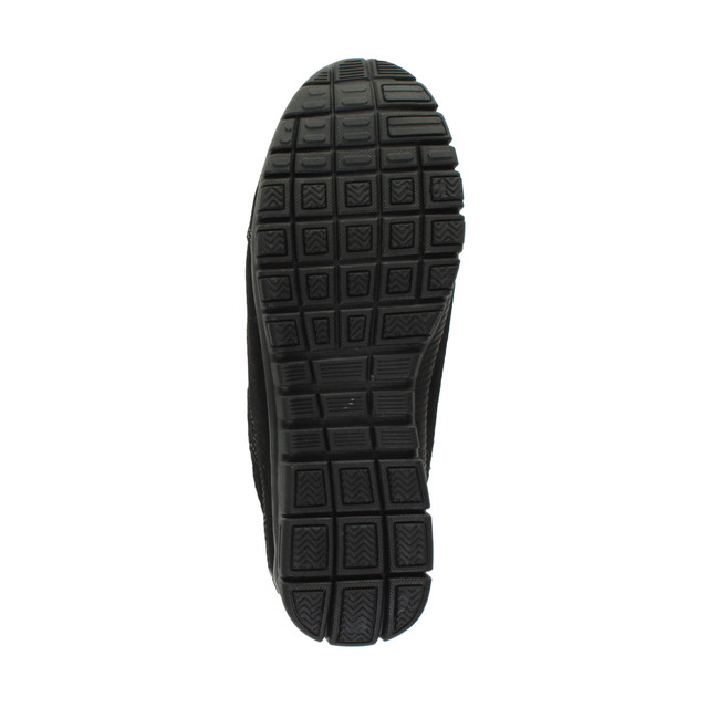 Bottom view of the sole of Black Cleated Slip On Leather Trainers Sneakers