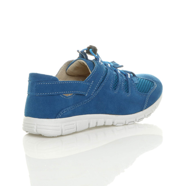 Back right side view of Blue Cleated Slip On Leather Trainers Sneakers