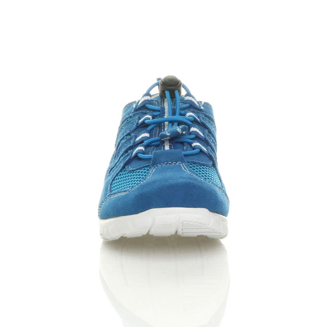 Front view of Blue Cleated Slip On Leather Trainers Sneakers