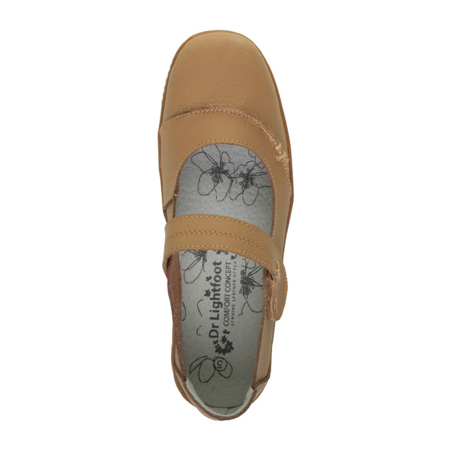 Top view of Taupe Flat Comfort Mary Jane Shoes