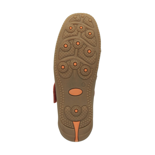Bottom view of the sole of Red Flat Comfort Mary Jane Shoes