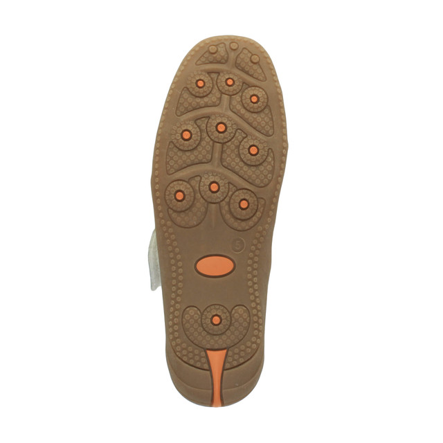 Bottom view of the sole of White Flat Comfort Mary Jane Shoes