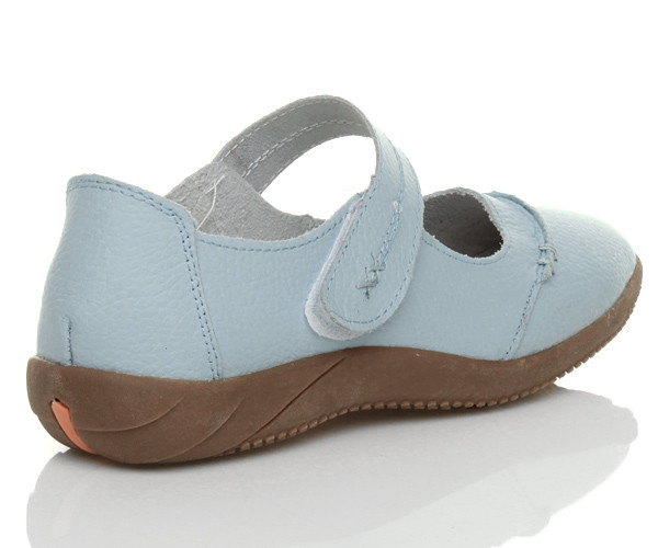 Back right side view of Blue Flat Comfort Mary Jane Shoes