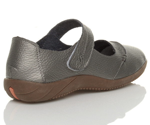 Back right side view of Pewter Flat Comfort Mary Jane Shoes