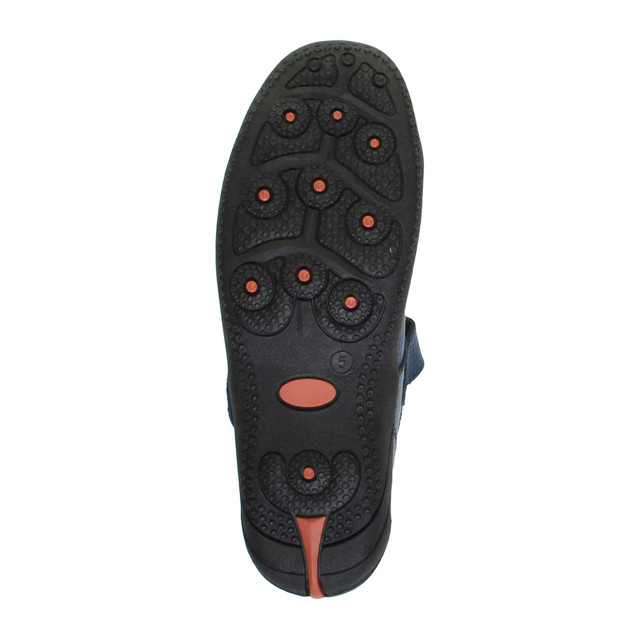 Bottom view of the sole of Navy Flat Comfort Flower Mary Jane Shoes