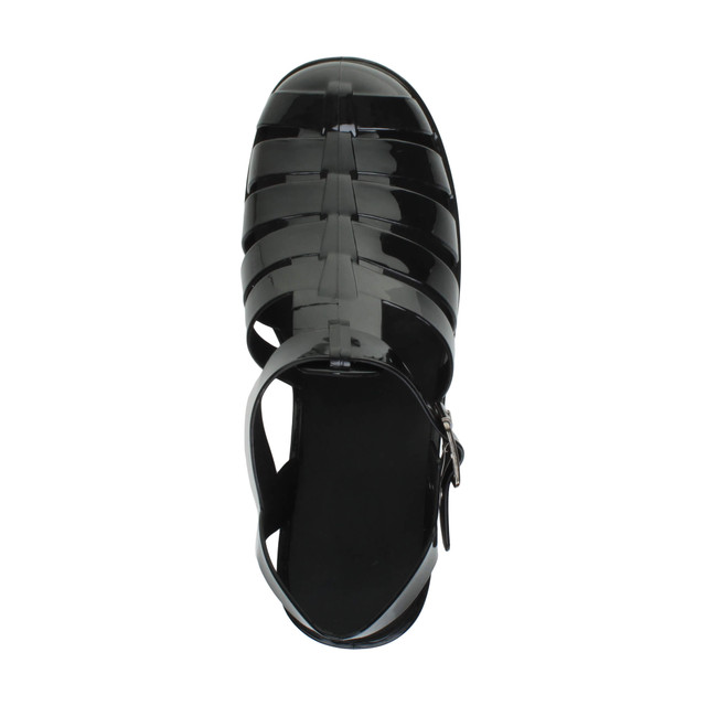 Top view of Black Mid Heel Gladiator Jelly Sandals