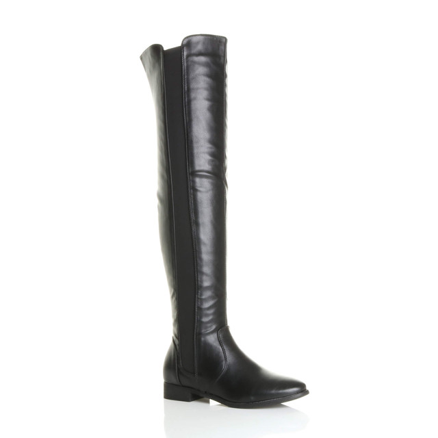 Womens Flat Stretch Chelsea Over The Knee Boots | AjvaniShoes.com