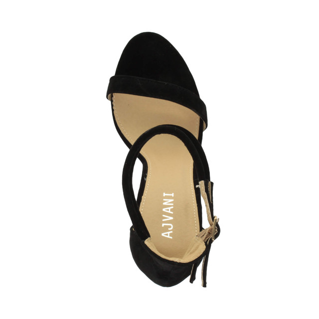 Top view of Black Suede High Heel Strappy Barely There Sandals