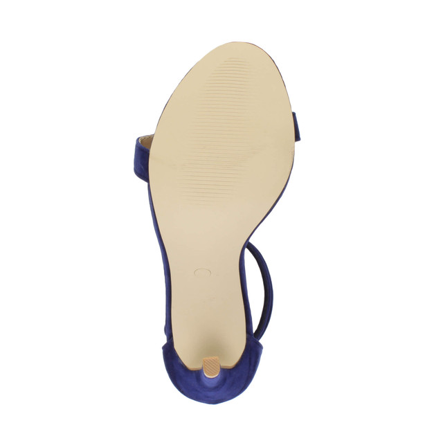 Bottom view of the sole of Blue Suede High Heel Strappy Barely There Sandals