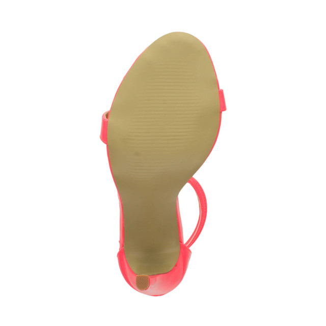 Bottom view of the sole of Neon Fuchsia Patent High Heel Strappy Barely There Sandals