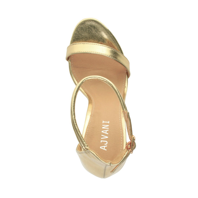 Top view of Gold PU High Heel Strappy Barely There Sandals