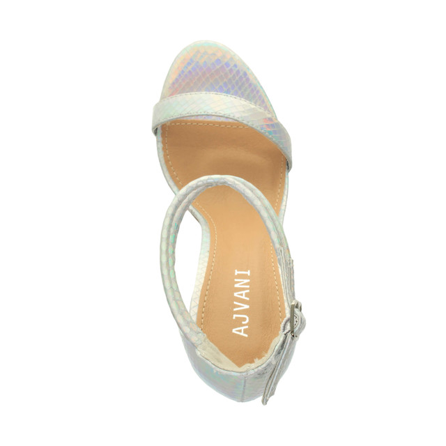 Top view of Silver Mermaid PU High Heel Strappy Barely There Sandals