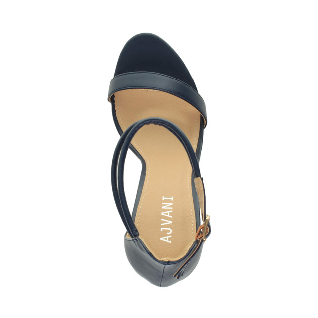 Top view of Navy PU High Heel Strappy Barely There Sandals