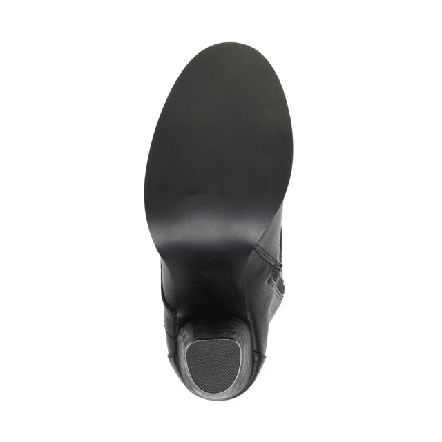 Bottom view of the sole of Black PU High Heel Biker Military Calf Boots