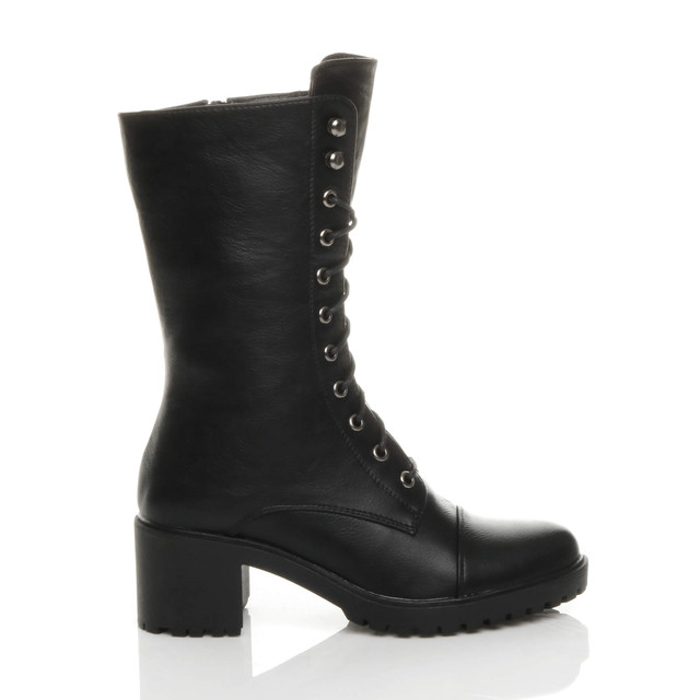 Stacked heel hot sale combat boots