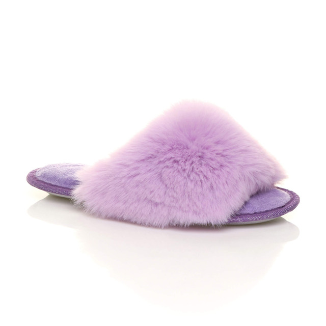 Womens Fluffy Washable Peep Toe Slippers Slides AjvaniShoes