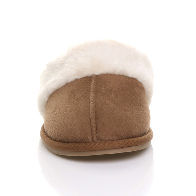 Front view of Chestnut Suede Slip On Lightweight Memory Foam Mules Slippers