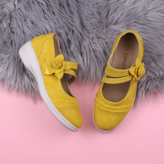 Pistachio PU Flat Grip Sole Padded Mary Jane Hook & Loop Comfort Shoes