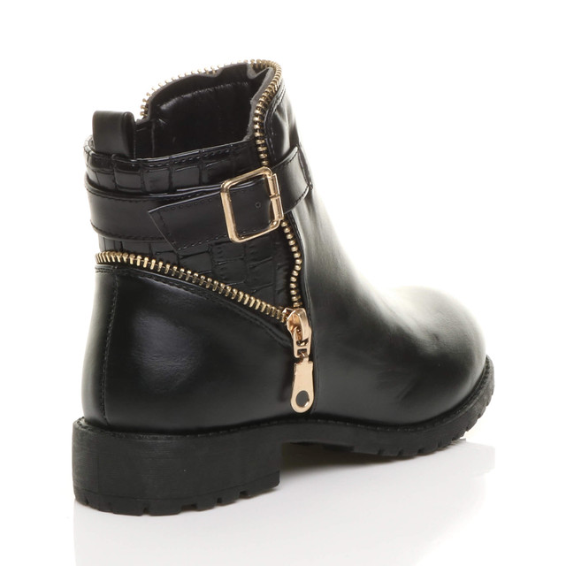 Black boots with gold hot sale zipper up the back