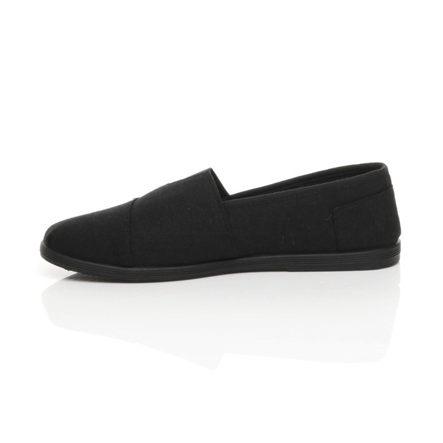 Left side view of Black Beach Espadrilles Summer Canvas Shoes Plimsolls