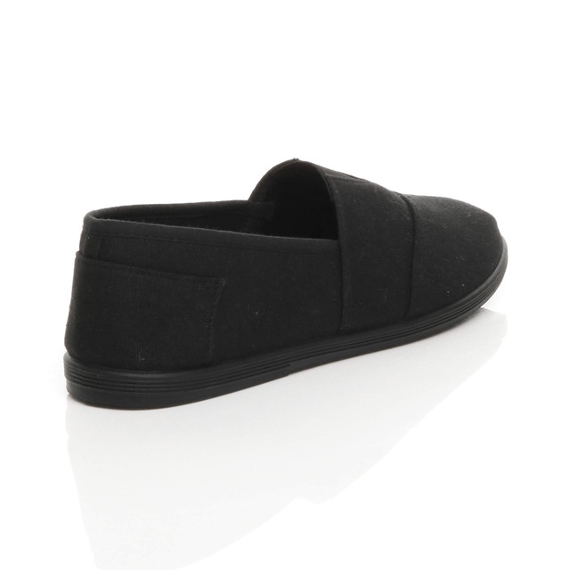 Back right side view of Black Beach Espadrilles Summer Canvas Shoes Plimsolls