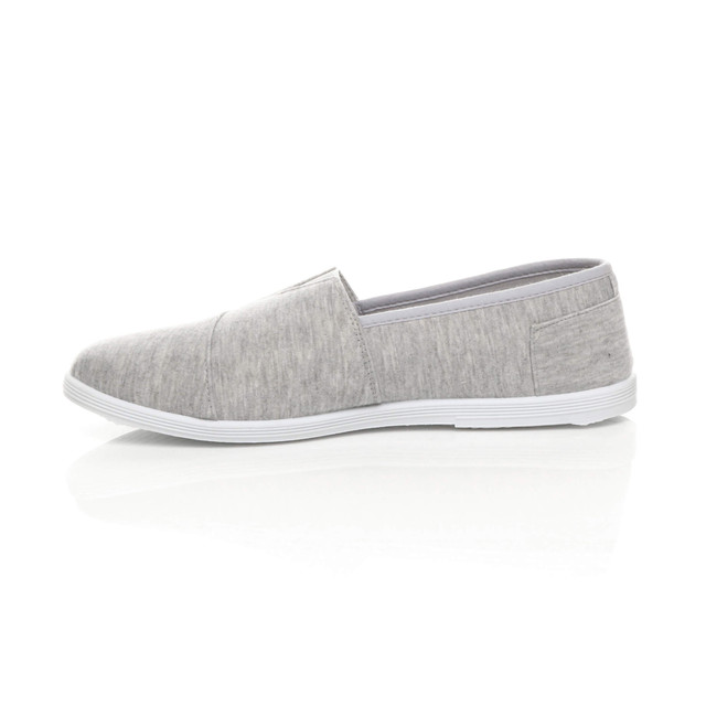 Left side view of Grey Beach Espadrilles Summer Canvas Shoes Plimsolls