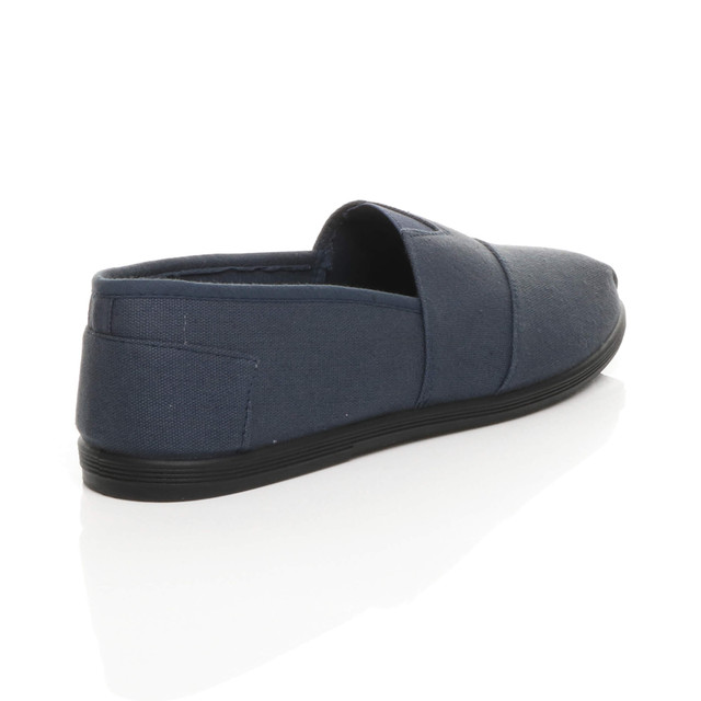 Back right side view of Navy Beach Espadrilles Summer Canvas Shoes Plimsolls