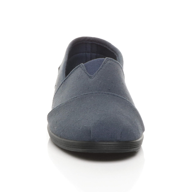Front view of Navy Beach Espadrilles Summer Canvas Shoes Plimsolls
