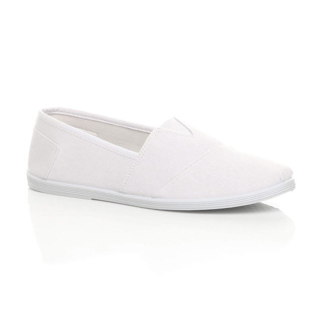 Front right side view of White Beach Espadrilles Summer Canvas Shoes Plimsolls