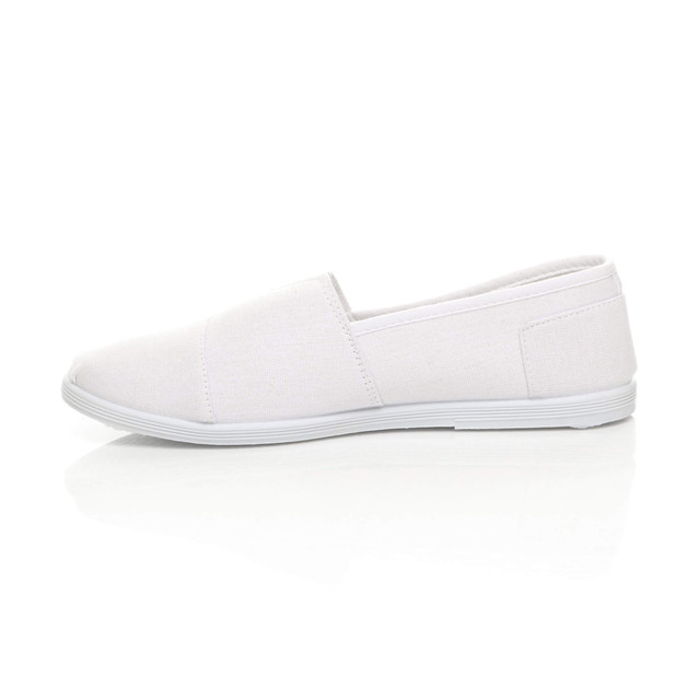 Left side view of White Beach Espadrilles Summer Canvas Shoes Plimsolls