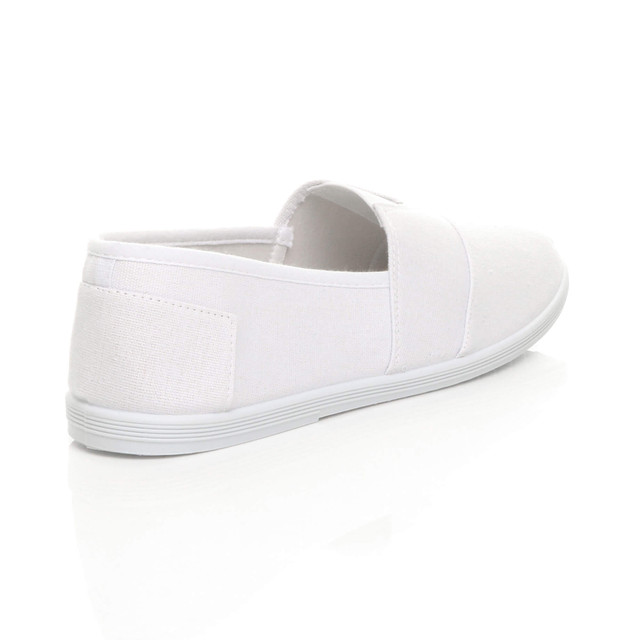 Back right side view of White Beach Espadrilles Summer Canvas Shoes Plimsolls
