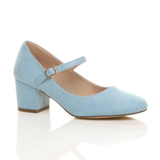 Pale blue block sales heel shoes