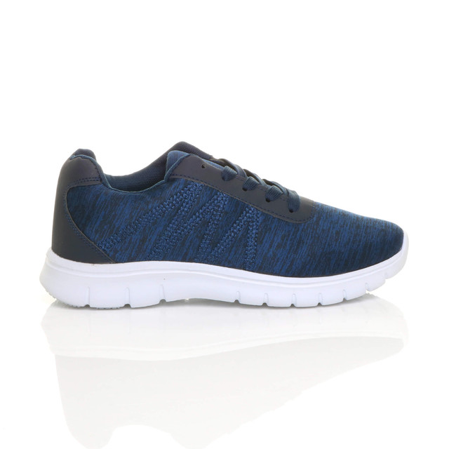 Right side view of Navy Lace Up Comfort Memory Foam Trainers Sneakers