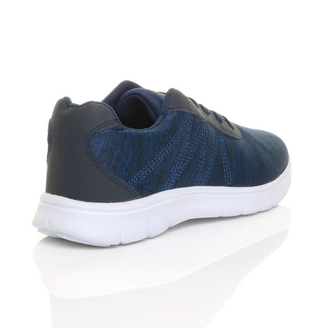 Back right side view of Navy Lace Up Comfort Memory Foam Trainers Sneakers
