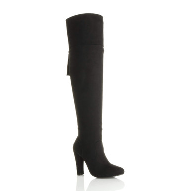 Womens High Heel Tassel Over The Knee Boots | AjvaniShoes.com